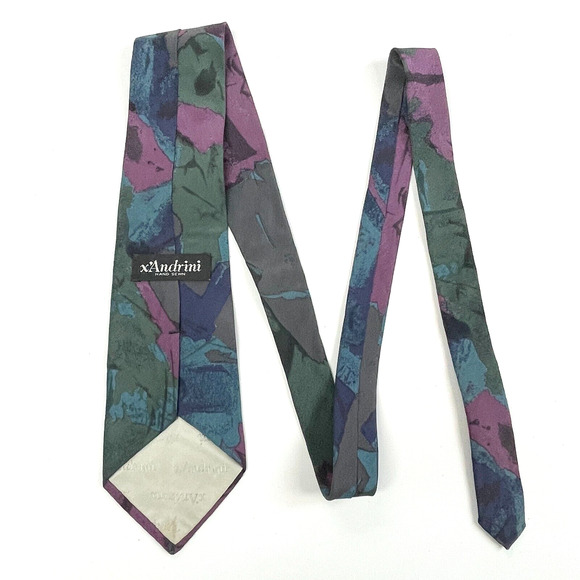 x'Andrini Abstract Retro Tie Italian Silk Made In USA Necktie Hand Sewn - Picture 2 of 7
